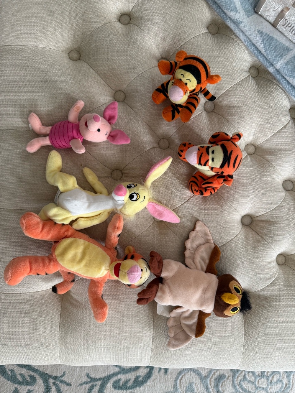 Disney Winnie the Pooh Plush Characters in Pink, Yellow, Orange, Brown, Black